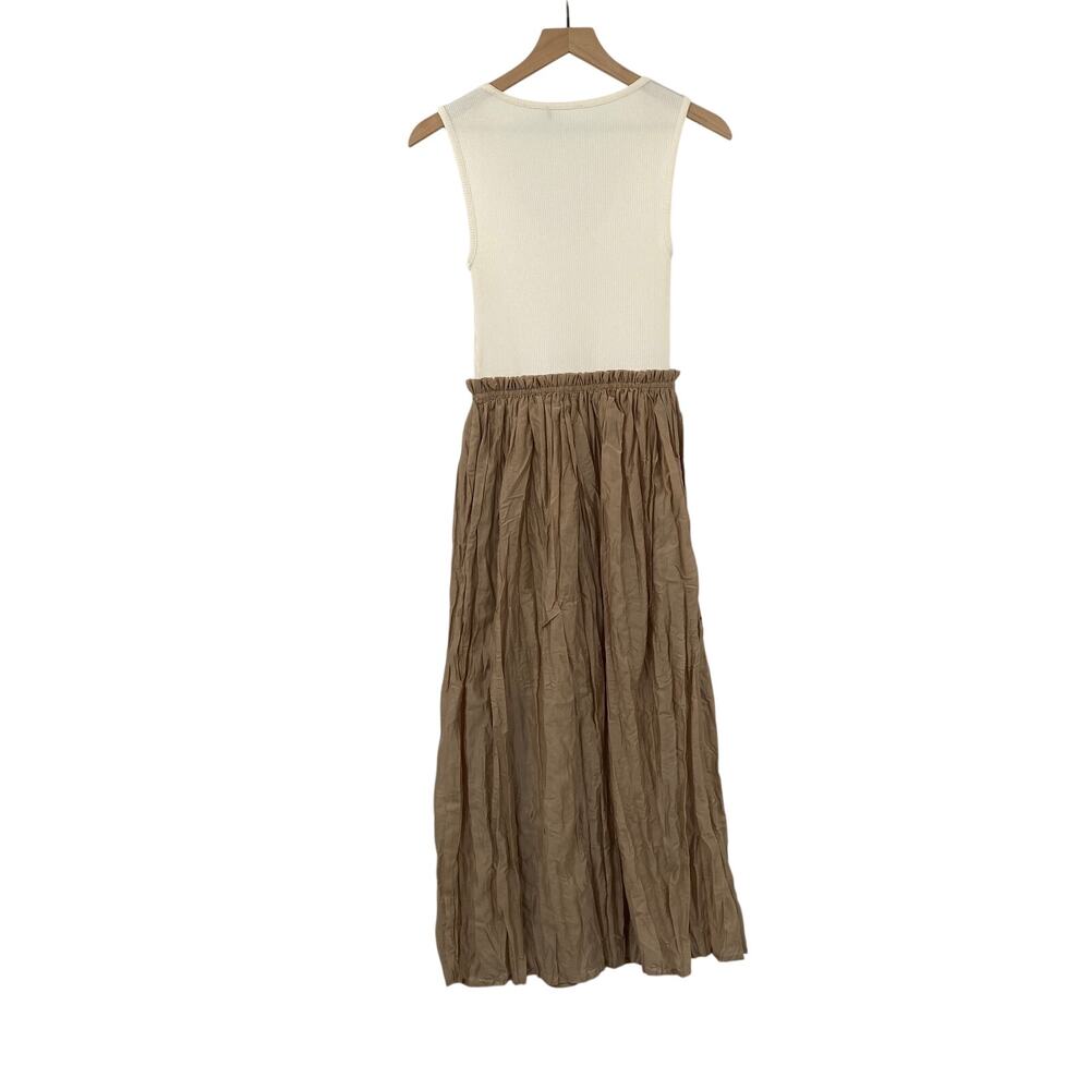 J Crew Gathered Waist Mixy Midi Dress Cotton Blend Knit Tank Crinkle Skirt XS - Picture 5 of 9